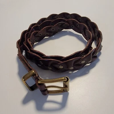 Tommy Hilfiger Cinturón Marrón Trenzado Cuero Tachonado Mujer Talla M  Foto 1 de 4