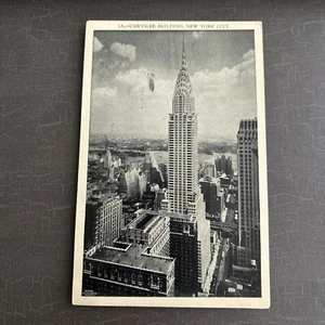 CHRYSLER BUILDING Postcard NYC aerial view greytone Manhattan Post Card Co c1940 - Picture 1 of 4