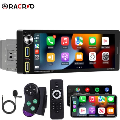 RACRDO Autoradio 1 Din 6.9" Touch Screen Wireless Apple CarPlay Bluetooth USB FM Radio