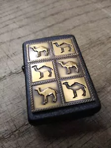 Vtg Unfired 1994 Zippo Cigarette Lighter Black Matte 6 Panel Camel Herd! - Picture 1 of 5