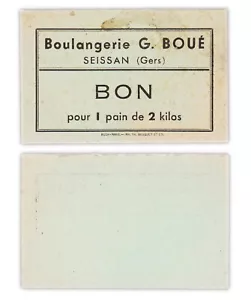 BON POUR 1 PAIN DE 2 KILOS - FRANCE / SEISSAN (Gers) - Boulangerie G.Boué carton - Foto 1 di 2