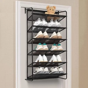 Heavy-Duty Over the Door Shoe Rack Space Saver Shelf Closet Hanging Organizer - Picture 1 of 6