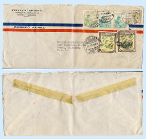 Colombia 1948 Commercial Airmail Cover to USA #545 x2 C137 C140 RA20 Postal Tax