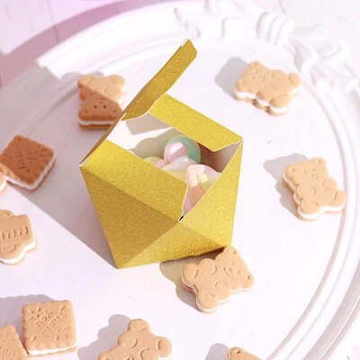 GOLD 25 Glittered 4" Geometric Favor Boxes Wedding Party Events  Decorations - Image 1 of 4