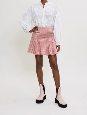 Minifalda de tweed trenzada Jenetia roja blanca rosa Maje para mujer con forro corto talla 38 Foto 1 de 4