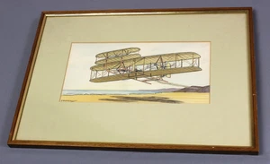 AVIATION ART DECO original c1935 watercolour by Connolly early FLYING MACHINE - Picture 1 of 3