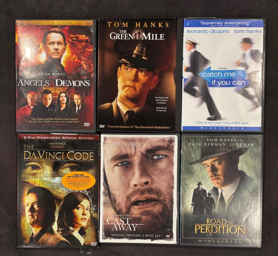 LOT OF 6 DVD - TOM HANKS - DAVINCI CODE & CASTAWAY & THE GREEN MILE & PERDITION - Image 1 of 1