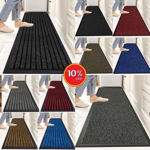 Large Nonslip Rubber Floor Mat Washable Door Carpet Lounge Hallway Runner Rug UK - Picture 1 of 51