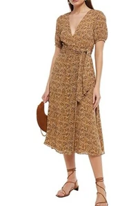 ba&sh Robe femme marron Noemie croisé col V manches courtes cravate wrap 2 2092 - Photo 1/12