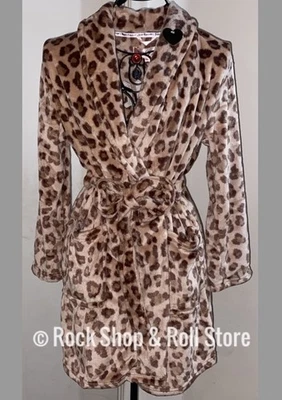 Juicy Couture Leopard w/Back Logo Soft Plush Short Robe Women’s Sz S/M ~ NEW - Image 1 of 3