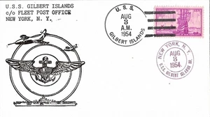 3 Aug 1954 Naval Cover, USS Gilbert Islands CVE-107 - Picture 1 of 1