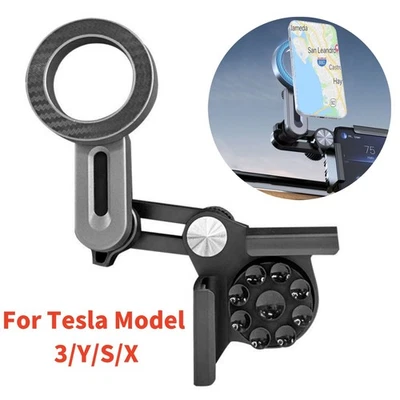 Soporte telescópico magnético giratorio 360° para montaje en pantalla de coche Tesla Foto 1 de 4