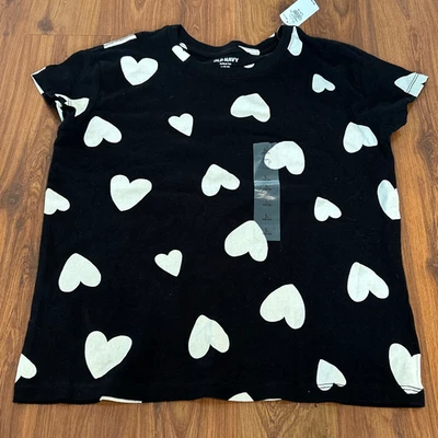 NWT Old Navy black and beige heart short sleeve t shirt 10/12 - Image 1 of 4
