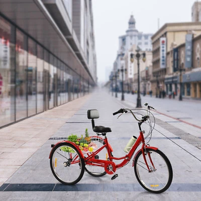 24 Zoll Dreirad für Erwachsene 7-Gang 3-Räder Fahrrad + Einkaufskorb Dreirad NEU - Bild 1 von 4