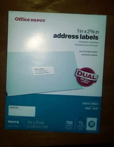 Office Depot Labels White Address Labels, 1" x 2-5/8", Partial pkg of 420 - Picture 1 of 1