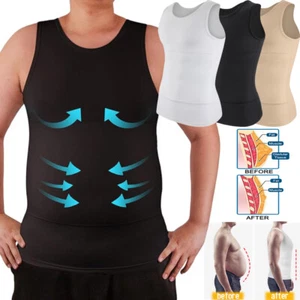 Compression Tank Top for Men's Slimming Tummy Control Vest Body Shaper Underwear - Picture 1 of 22