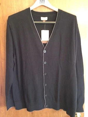 CÁRDIGAN HOMBRE SONOMA XL SUÉTER NEGRO CON RIBETE GRIS NUEVO CON ETIQUETAS Foto 1 de 4