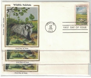 3 VINTAGE 1981 FDC WILDLIFE HABITATS COLORANO SILK CACHET - Picture 1 of 1