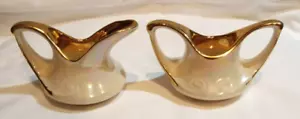 Lusterware Iridescent Gold & Cream Mini Creamer and Sugar Bowl Set Vintage - Picture 1 of 4