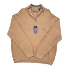 Chaps Quarter Zip Men's Pullover Sweater Long Sleeve 2XL XXL Cotton Camel Beige