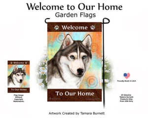 Bandera de jardín de bienvenida - Husky siberiano gris y blanco ojos azules 130B - Imagen 1 de 1