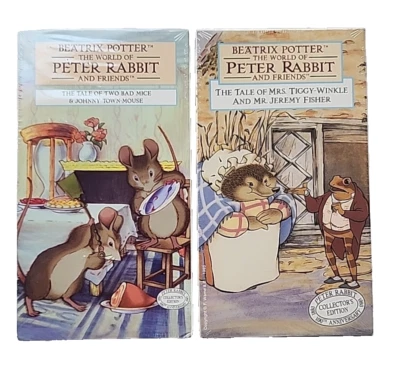 2 запечатанные видеокассеты Beatrix Potter Tale of Tiggy-Winkle Jeremy Fisher Two Bad Mice - Изображение 1 из 4