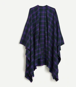 RELOJ PONCHO J.CREW BUFANDA TALLA X-PEQUEÑO NEGRO TARTÁN NUEVO CON ETIQUETAS $79.50 - Imagen 1 de 3