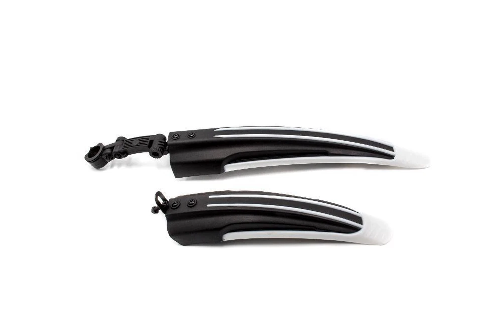 Set di parafanghi per mountain bike con ruote da 24" / 26" - nero/bianco plastic - Immagine 1 di 1
