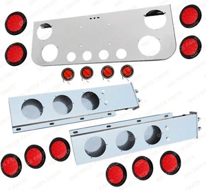 QSC Stainless Steel Rear Center Light Panel + 2.5" Mud Flap Hanger + 4" & 2" LED - Picture 1 of 12