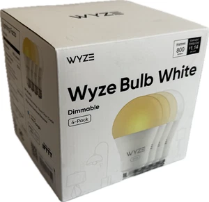 Wyze WLPA19V2 Light Bulbs White Dimmable 4-Pack (New in Box/Unopened/Unused) - Picture 1 of 8