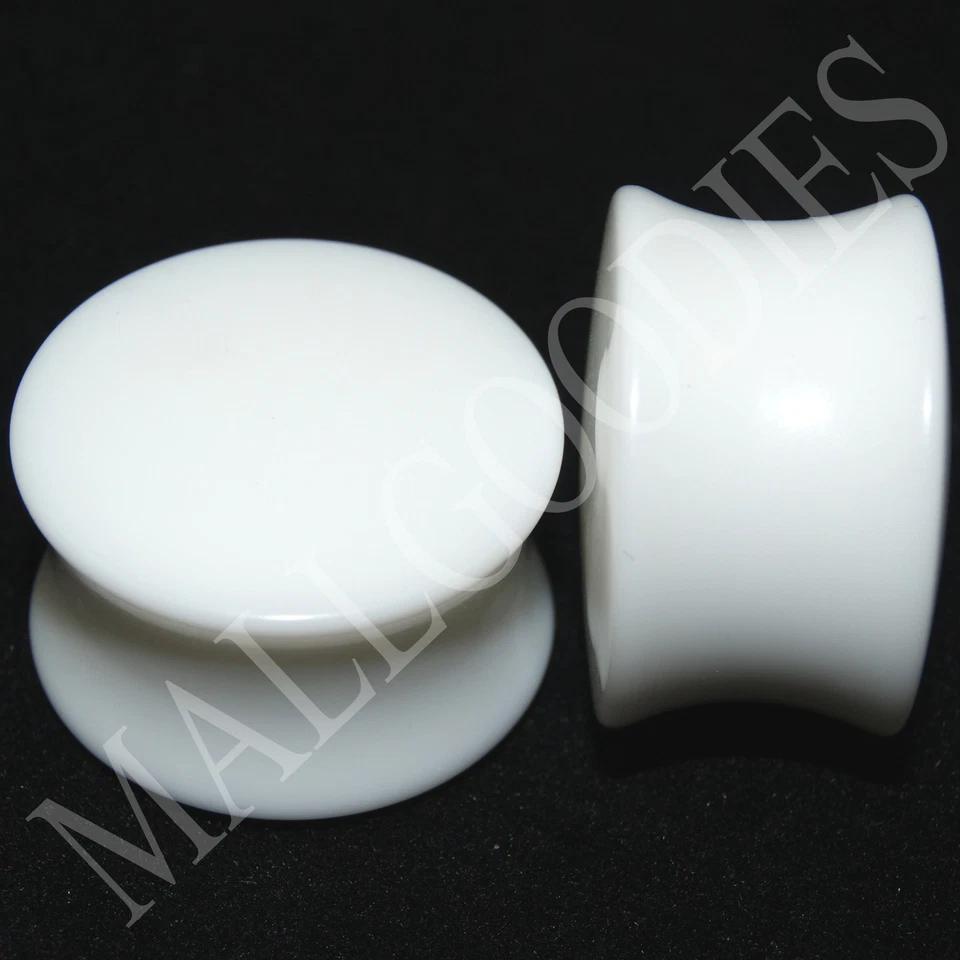 Tampões de ouvido 0443 duplo alargamento sela acrílico branco sólido 5/8" polegadas 16mm - Imagem 1 de 1
