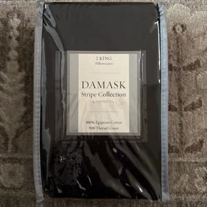 DAMASK STRIPED KING SIZE 500 THREAD COUNT 100% EGYPTIAN COTTON TWO PILLOWCASE - Picture 1 of 9
