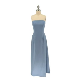 19981 Jessica McClintock Strapless Ruffle Maxi Dress Blue size 6 vintage 90s y2k - Picture 1 of 10