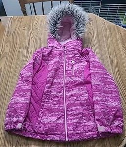FREE COUNTRY faux Fur PINK hooded Girls Jacket Coat GIRLS 10-12 M medium EUC - Picture 1 of 23