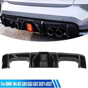 Carbon Fiber Rear Bumper Diffuser Lip Spoiler W/LED For BMW G82 G83 M4 2021-2022 - Picture 1 of 11