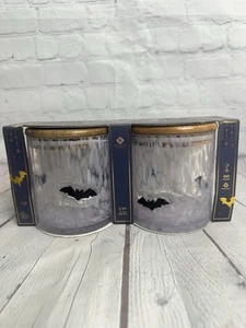 Blown Murano Glass Canister SET 2 White Black Bats Lidded in Gift Box NEW 17 oz - Picture 1 of 4
