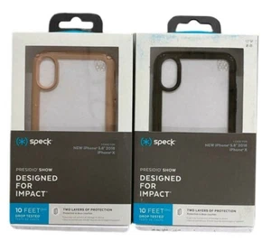 Speck Presidio Show Series Case for iPhone X & iPhone XS - Clear Rose Gold Black - Picture 1 of 7