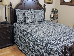 Decorative Indian Inspired Duvet Parsi Embroidery Tapestry Bedding Bedspread Set