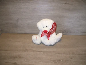Oso de peluche blanco de 8" AMERICAN GREETINGS con cuello de cinta XOXO  - Imagen 1 de 3