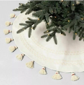 Hearth & Hand with Magnolia Tassel Trim Embroidered Tree Skirt Christmas NEW - Picture 1 of 9