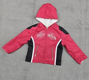 Harley Davidson kids reversible winter jacket 6 Red Black Hoodie - Picture 1 of 13