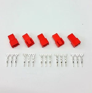 PK OF 5 - MALE 3 PIN FAN POWER CONNECTOR - RED INC PINS - Picture 1 of 5