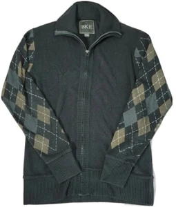 BKE BY Buckle Mens Size L Black Full Zip Sweater Jacket Argyle Sleeves - Picture 1 of 16