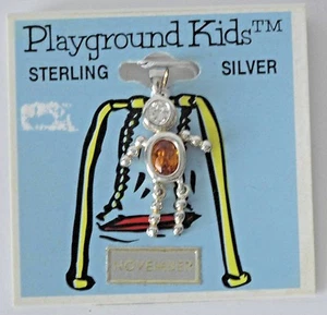 Spielplatz Kinder Sterling Silber Anhänger Charm November Geburtsstein Junge - Bild 1 von 2