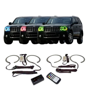 RGB Multi Color Bluetooth Headlight Halo kit for Jeep Grand Cherokee 05-10 - Picture 1 of 11