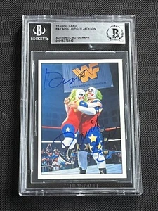 DOINK & DINK 1995 PANINI WWF STICKERS SIGNED AUTOGRAPHED CARD BAS AUTHENTIC - Picture 1 of 2