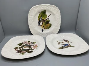 Alfred Meakin BIRDS OF AMERICA AUDUBON Square Luncheon Plates THREE SCENES - Picture 1 of 4