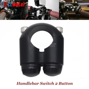 Black Hand Control Momentary Switch 1" Bar Switch 2 Button For Harley Cafe Racer - Picture 1 of 8