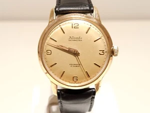 VINTAGE RARE GOLD PLATED SWISS MEN'S AUTOMATIC WATCH "NIVADA"SKYMASTER AQUAMATIC - Picture 1 of 14