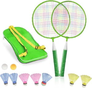 Badminton Rackets for Children,12 in 1 Shuttlecocks Racquet Sports Set W/Lightwe - Picture 1 of 12